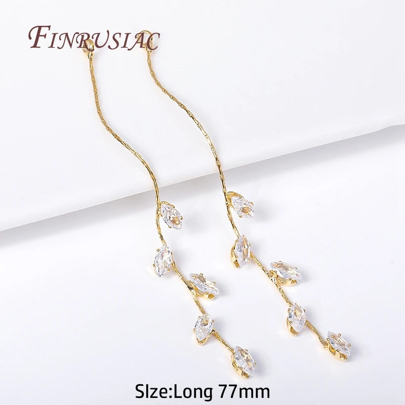 18K Gold Plated CZ Long Tassel Earring Charms | DIY Jewelry Earring Tassel Charms P3 18K Real gold plated 2 pieces