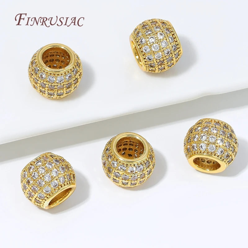 18K Gold Plated CZ Micro Pavé Barrel Spacer Beads | Jewelry Making Jewelry Making Beads P3