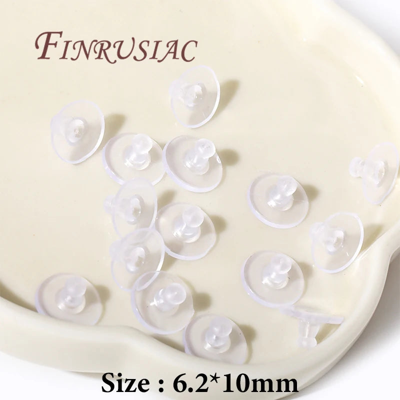 100Pcs Silicone Earring Backs – Gold Plated DIY Jewelry Findings Earring Back Findings P3 White Plated 100 pcs