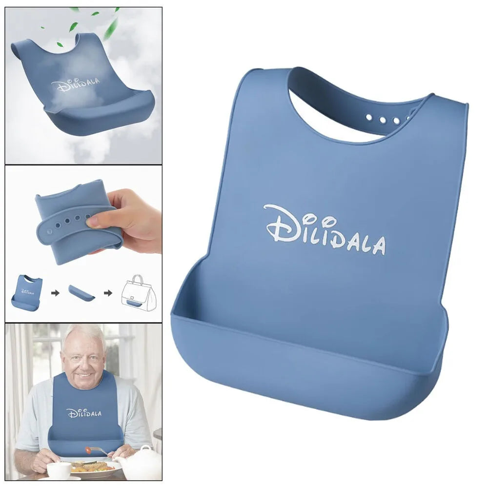 Waterproof Silicone Adult Bib – Reusable Eating Protector Adult Bib P3