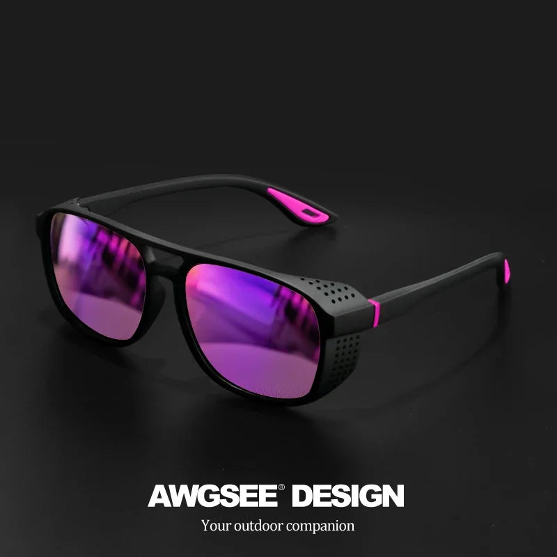 Polarized Sports Sunglasses UV400 Windproof Unisex Eyewear Sports Sunglasses P3 C6 Purple