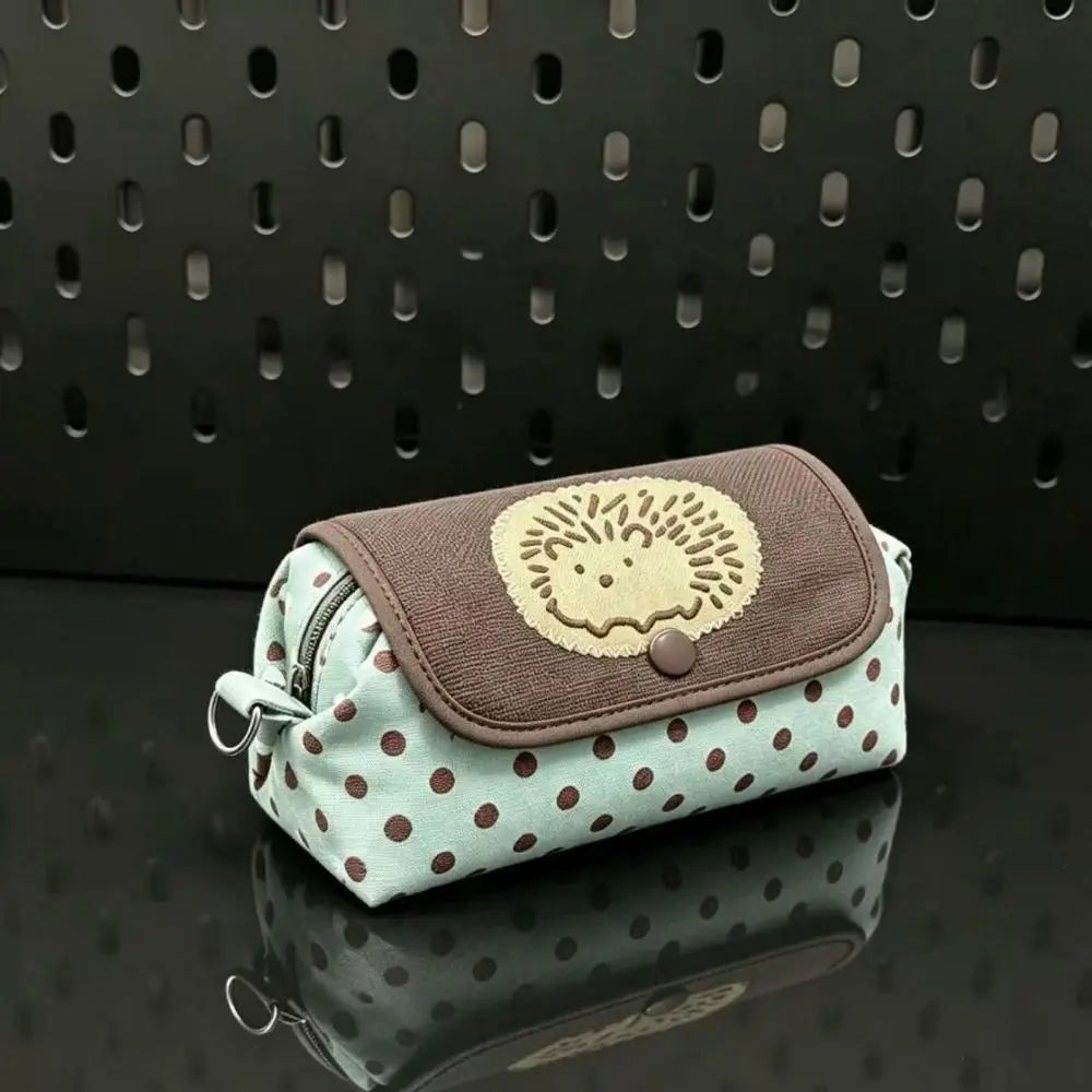 Cute Hedgehog Pencil Case – Large Capacity Dot Pattern Pen Bag Pencil Case P3