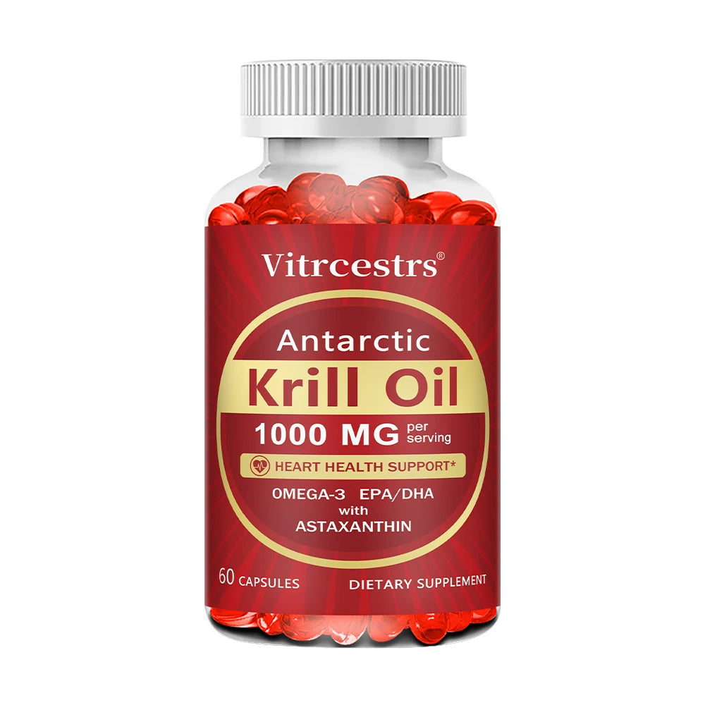 Antarctic Krill Oil 1000mg – Omega-3 EPA DHA Astaxanthin Non-GMO Omega-3 Supplement P3 60 count 5 bottle
