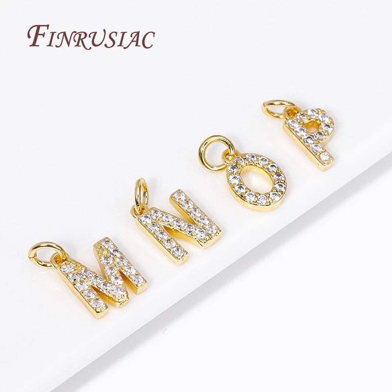 18K Gold Plated Zircon Letter Pendants A-Z Alphabet Charms Letter Pendant Charms P3