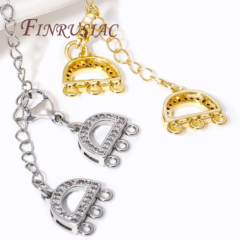18K Gold Plated Zircon Lobster Clasp Extension Chain DIY Set Jewelry Findings Set P3