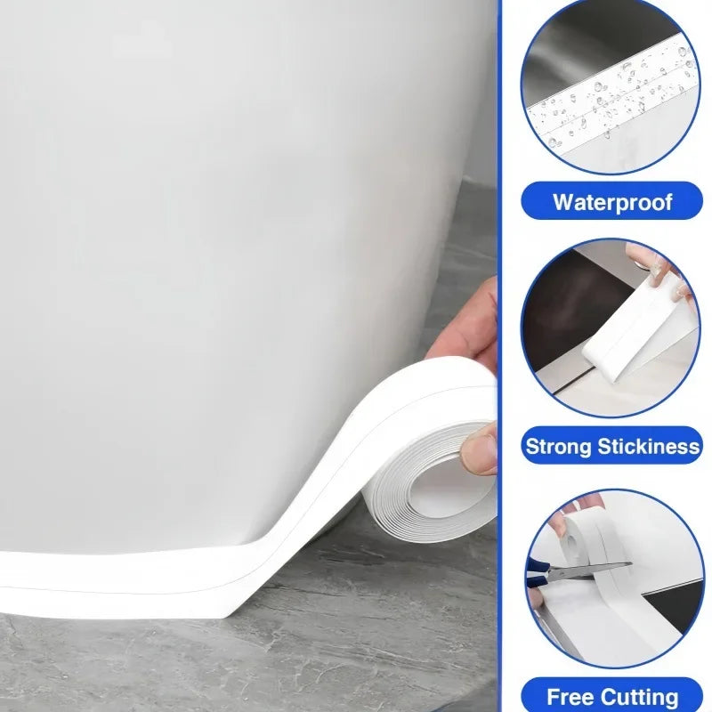5M Waterproof Bath Caulk Tape | Self-Adhesive PVC Sealing Strip Caulk Sealing Tape P3