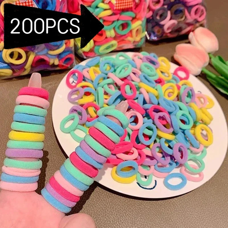 200PCS Colorful Nylon Elastic Hair Ties for Girls | Ponytail Bands Elastic Hair Ties P3