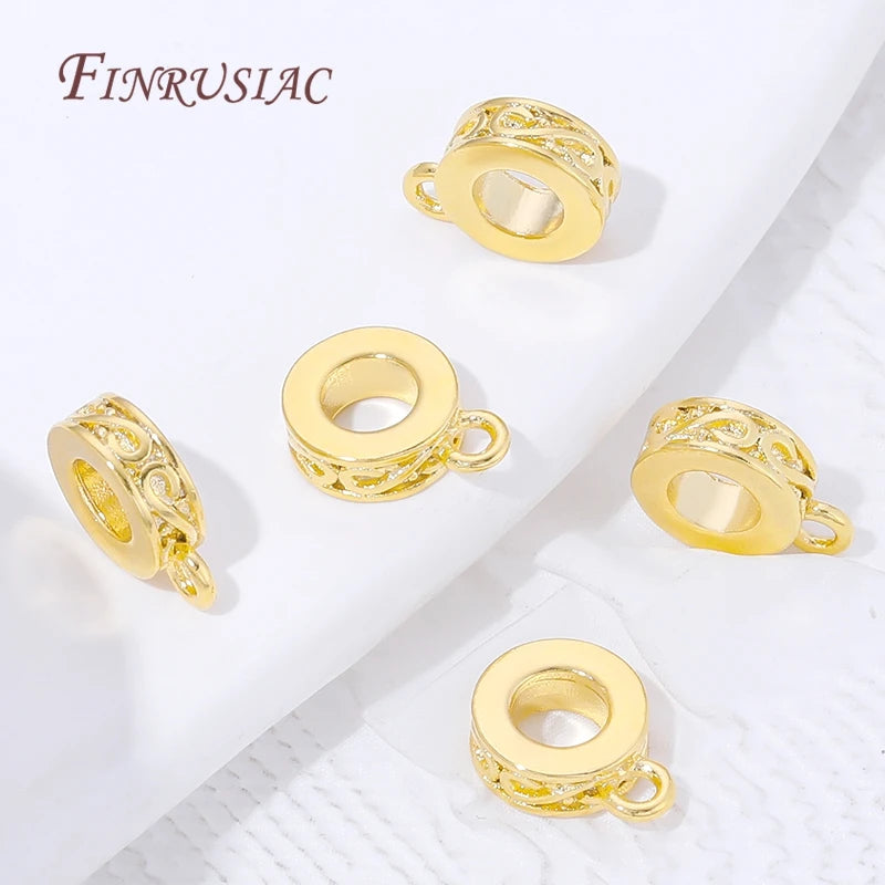 18K Gold Plated Bail Beads Charm Holder Spacer with Loop – 2/4/8 Pcs Jewelry Making Findings P3