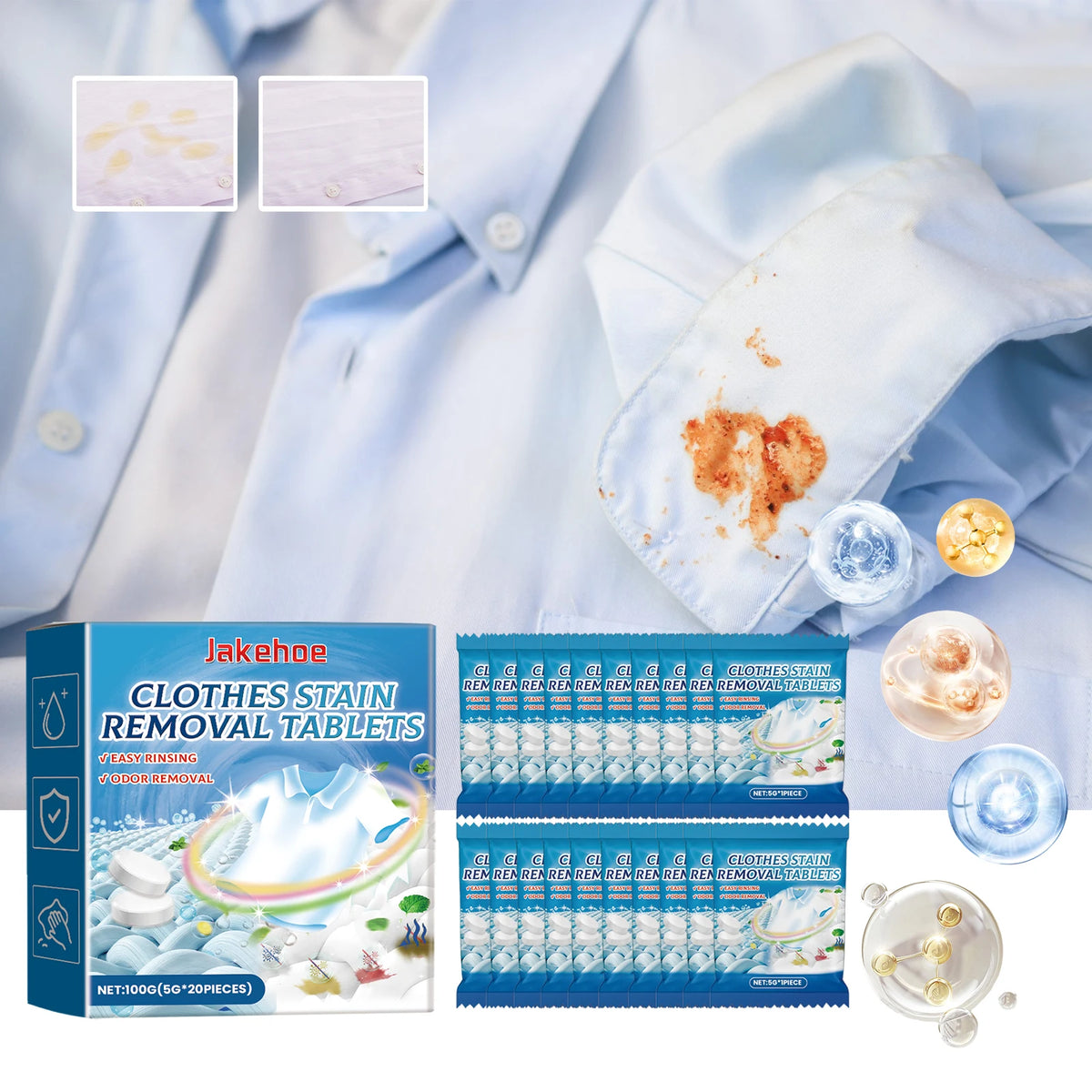 JAKEHOE Laundry Effervescent Tablets 20PCS – Deep Clean Laundry Cleaning Tablets P3