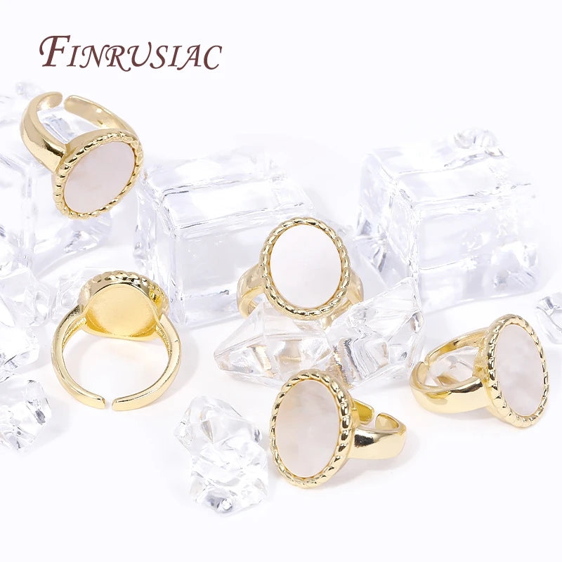 18K Gold Plated Oval Adjustable Ring Base – DIY Jewelry Setting Ring Base Finding P3