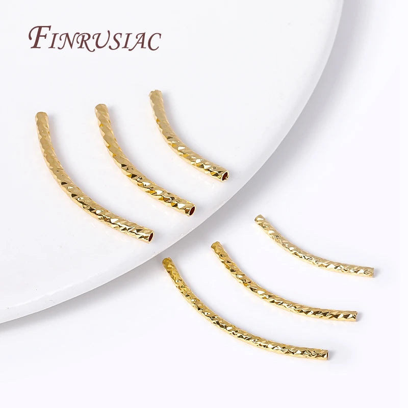 18K Gold Plated Curved Tube Beads – DIY Jewelry Making 20/25/30mm Jewelry Making Beads P3