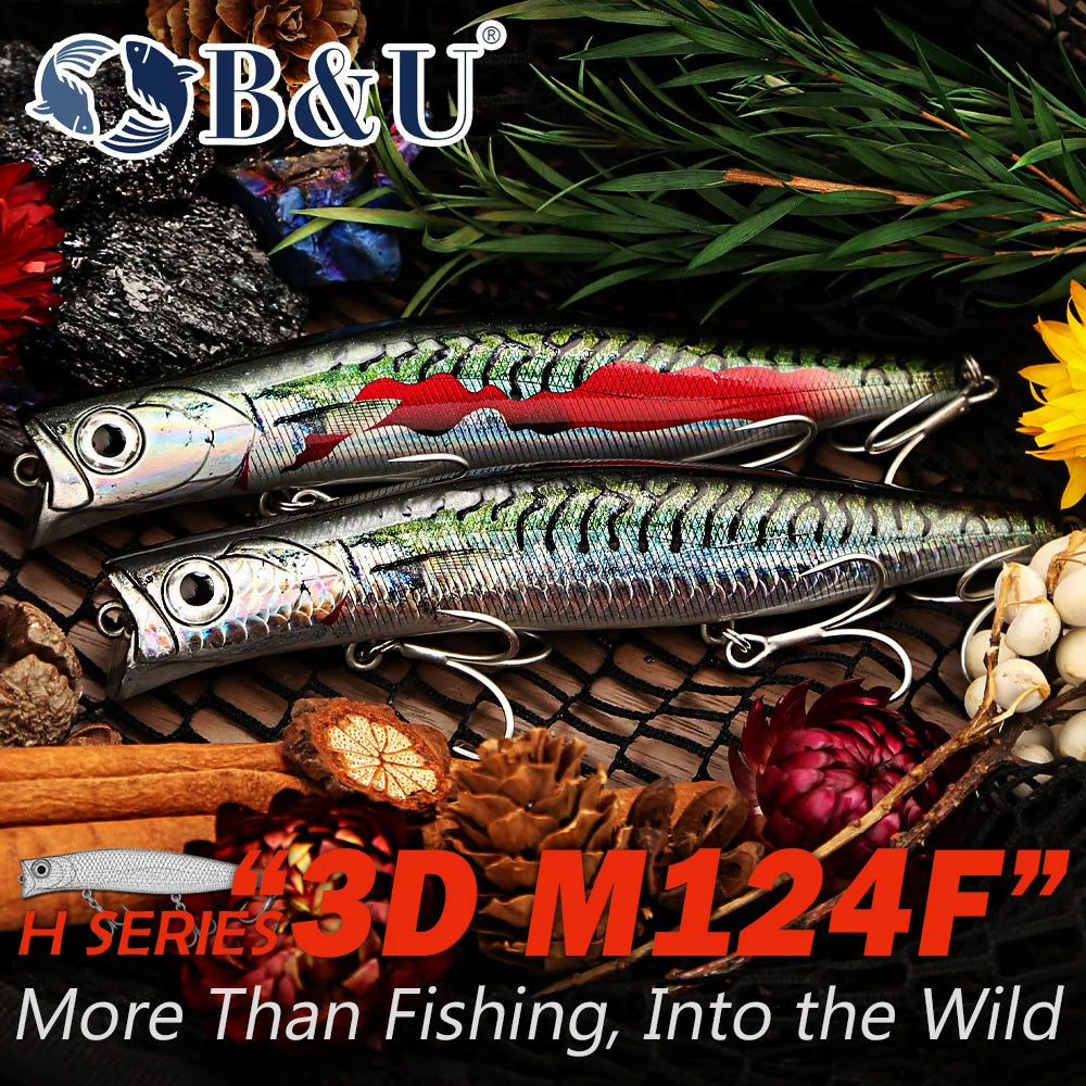 B&U Saltwater Floating Minnow Lures – 3pc Long Cast Hard Bait Saltwater Fishing Lure P3