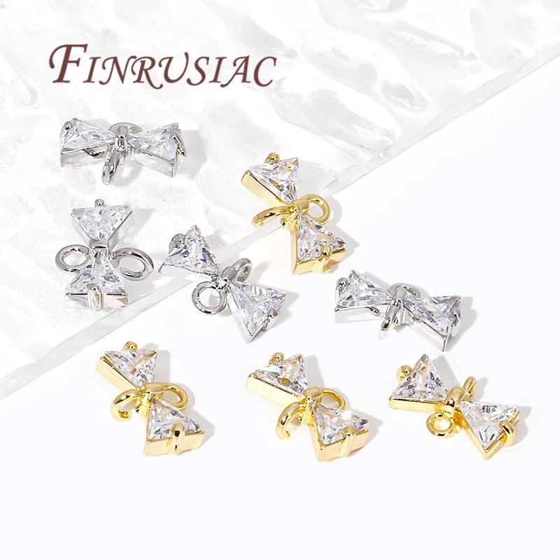 18K Gold Plated CZ Crystal Bowknot Charm Connectors | DIY Jewelry Jewelry Charm Connectors P3