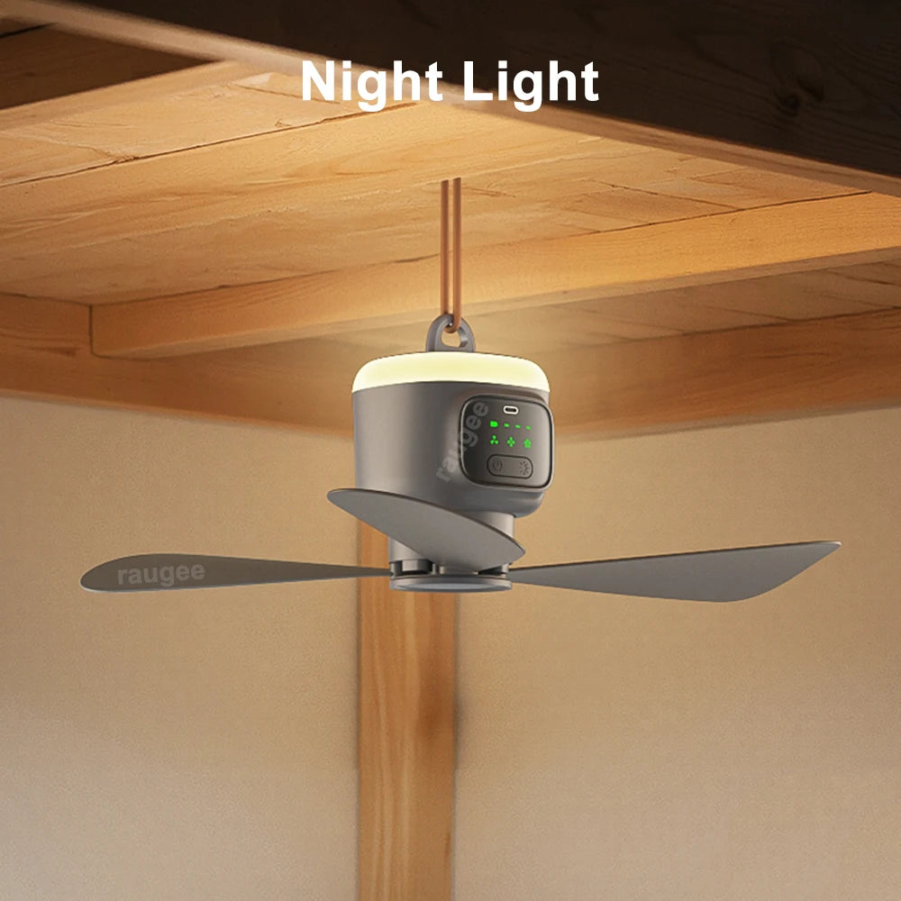 Raugee 12000mAh Portable Ceiling Fan with Remote & LED Light Portable Ceiling Fan P3