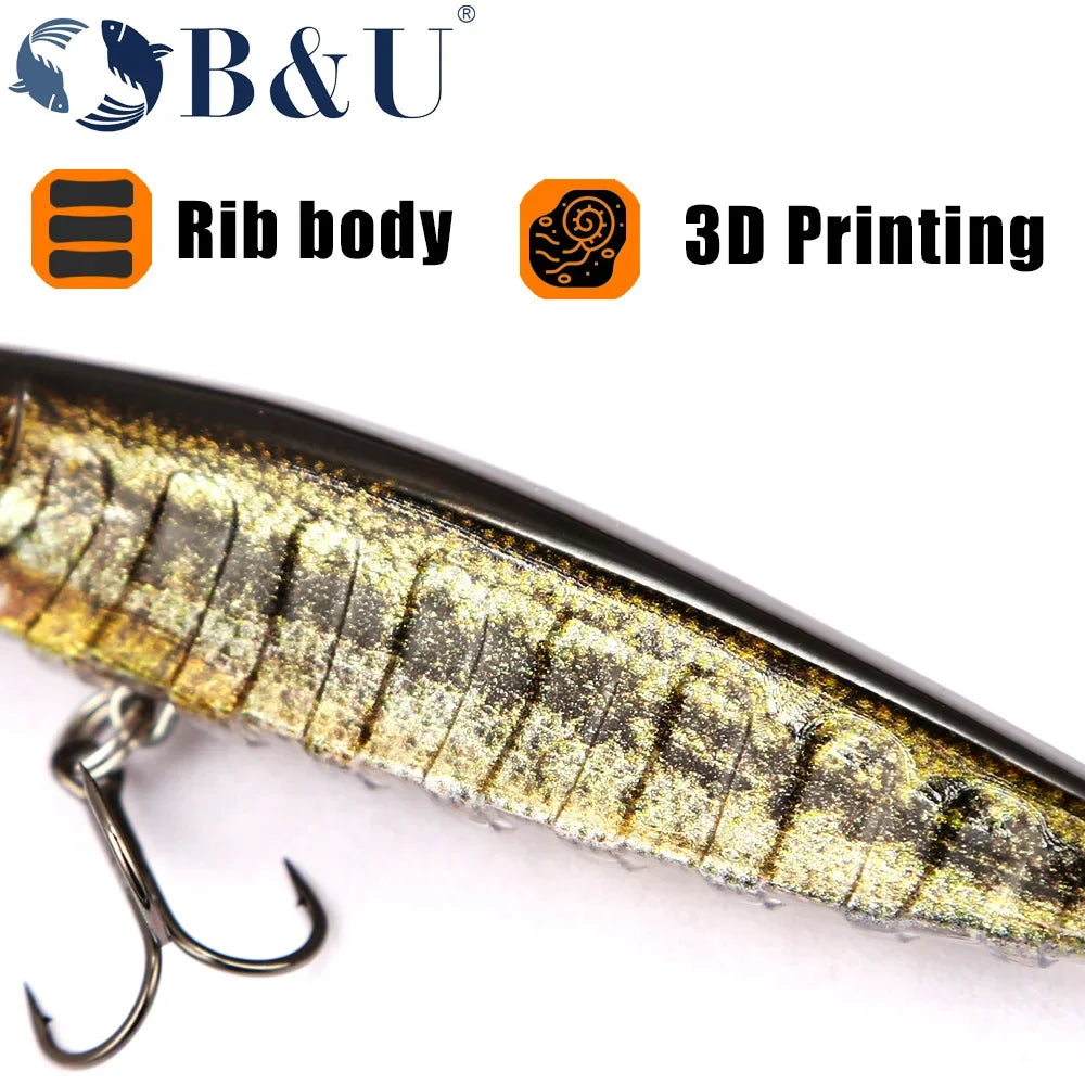 B&U 110mm Suspending Minnow Wobbler Hard Bait Fishing Lure Minnow Fishing Lure P3