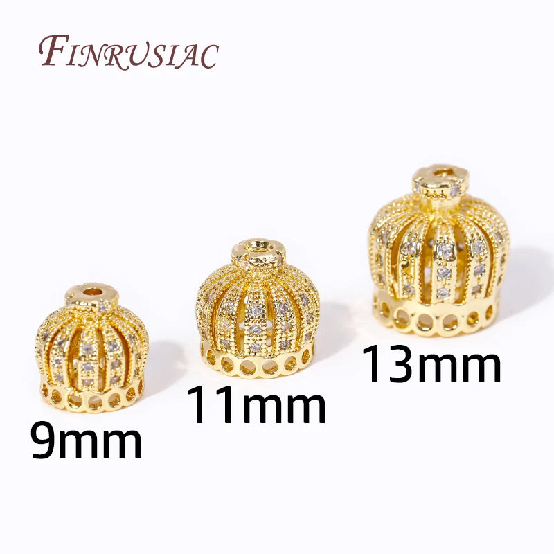 18K Gold Plated Brass Zircon Crown Bead Caps – DIY Jewelry Jewelry Bead Caps P3