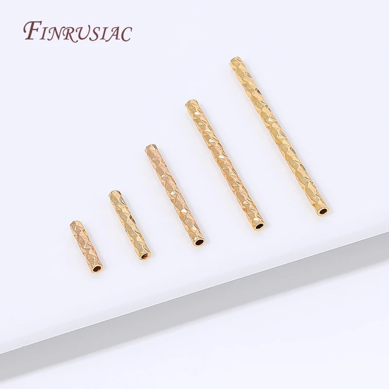 18K Gold Plated Diamond Cut Tube Spacer Beads | DIY Jewelry Jewelry Spacer Beads P3