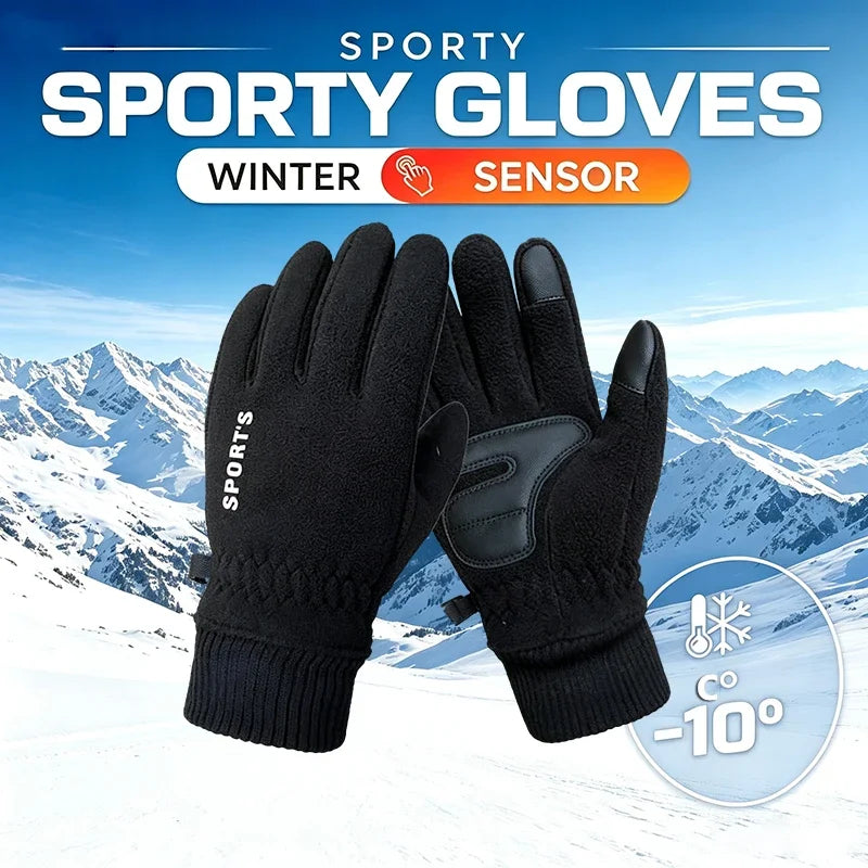 Winter Fleece-Lined Touchscreen Gloves – Windproof Unisex Winter Sport Gloves P3