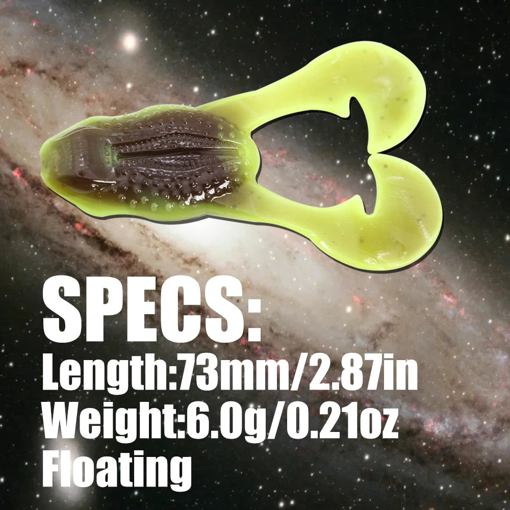 B&U Frog Floating Soft Bait – Curved Tail Bass Lure 3 Pack Soft Fishing Lure P3