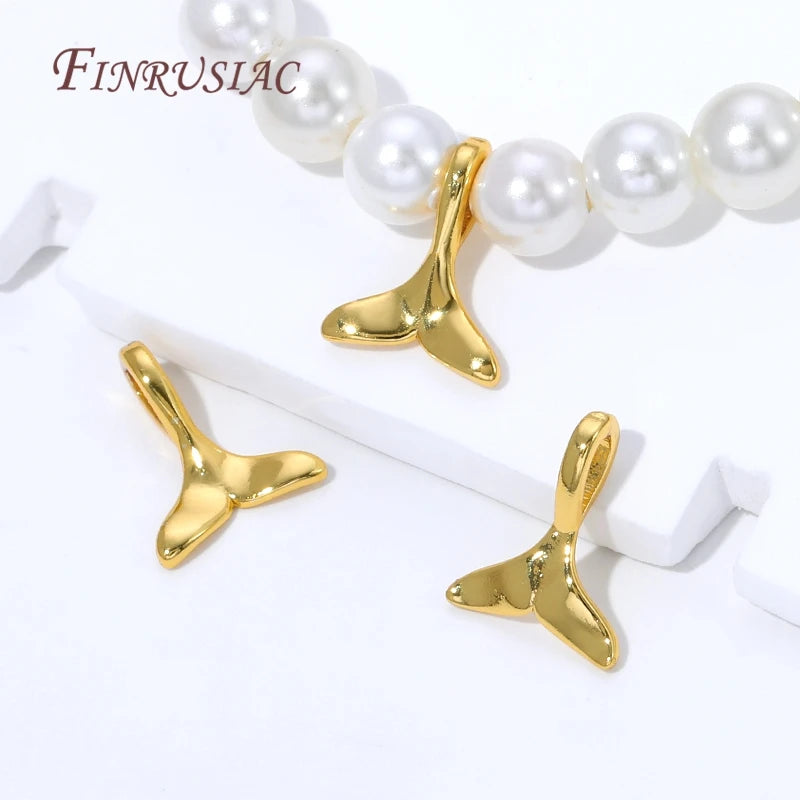 18K Gold Plated Fishtail Charm Pendants | Brass DIY Jewelry Jewelry Charm Pendants P3