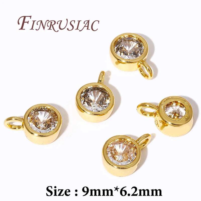 18K Gold Plated Rhinestone Round Charm Pendant – DIY Jewelry Jewelry Charm Pendant P3 18K Real Gold Plated 4 pieces