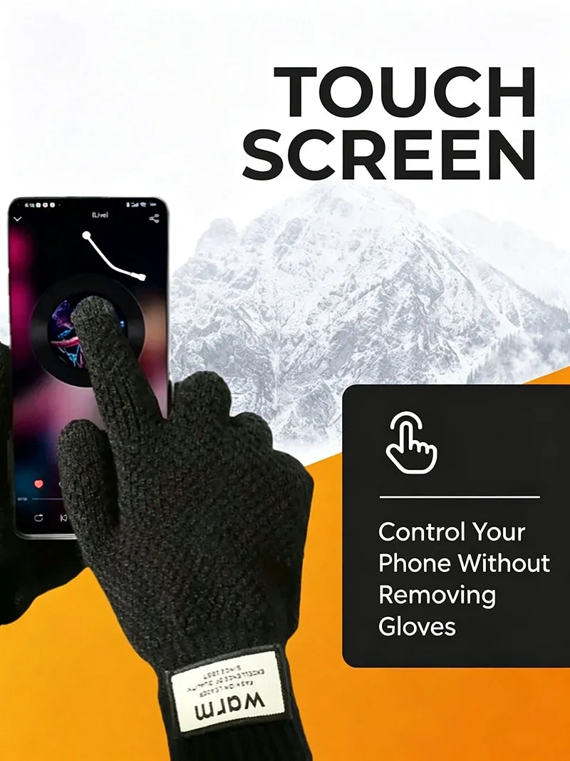 Men's Thermal Fleece Knit Gloves | Touch Screen Winter Warm Winter Knit Gloves P3