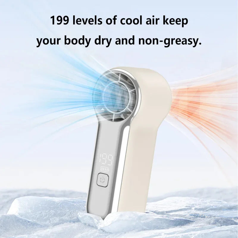 Mini Handheld Turbo Fan – 199 Speeds, LED Display, USB-C Handheld Portable Fan P3