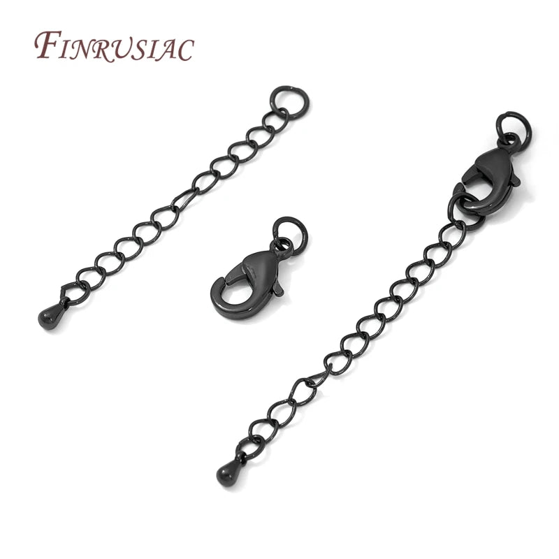 Black Brass Extension Chains with Lobster Clasps | Jewelry Making Jewelry Findings P3