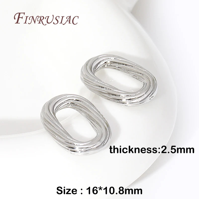 18K Gold Plated Brass Oval Twist Ring Connectors | DIY Jewelry Jewelry Connectors P3 Rhodium Plated 6 Pieces