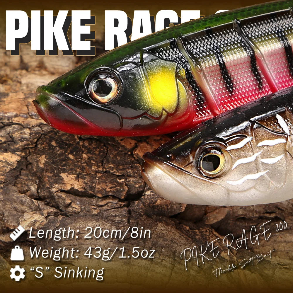 B&U 200mm Soft Curly Tail Swimbait – Pike Musky Bass Lure Soft Plastic Lure P3
