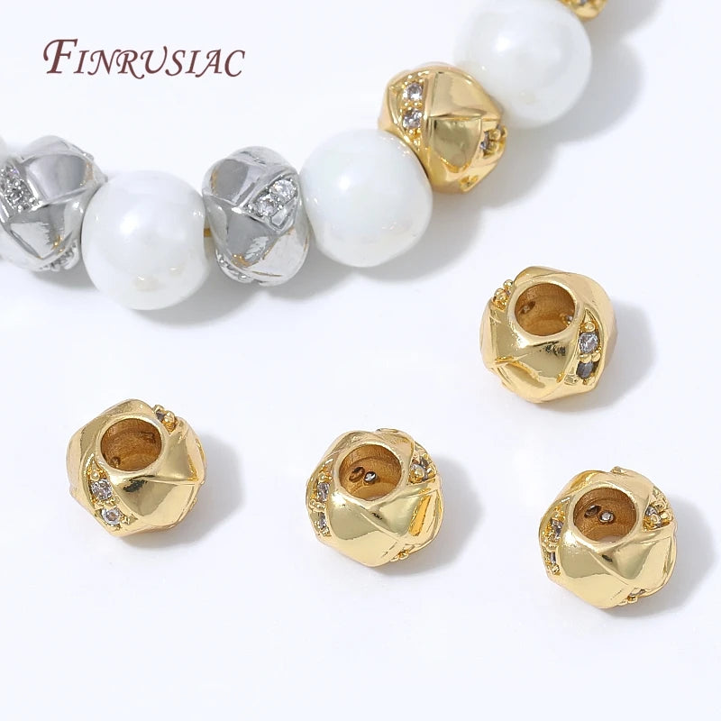 18K Gold Plated Micro Pavé CZ Spacer Beads | DIY Jewelry Making Jewelry Spacer Beads P3