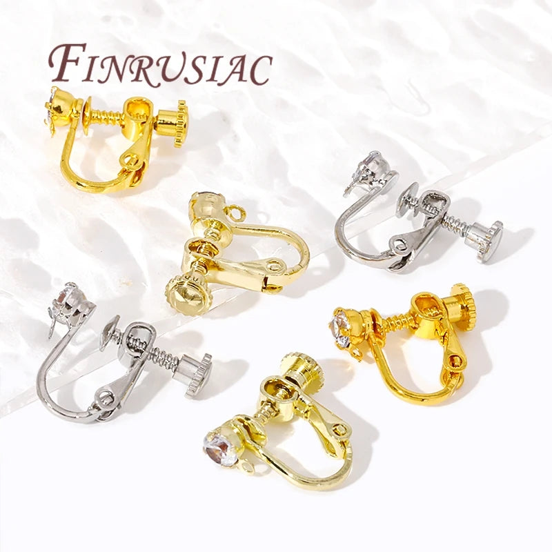 14K/18K Gold Plated Brass Screw Clip Earring Converters DIY Earring Findings P3