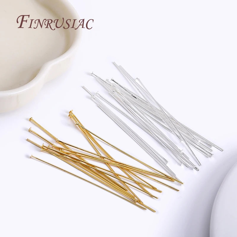 50 Pcs Flat Head Pins – 18K Gold & Silver Plated Jewelry Findings Jewelry Findings Pins P3
