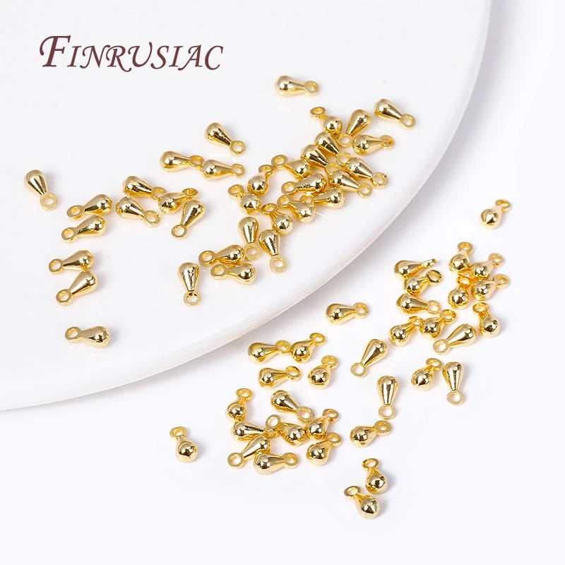 18K Gold Plated Brass Water Drop Pendant End Beads | DIY Jewelry Jewelry Pendant Findings P3