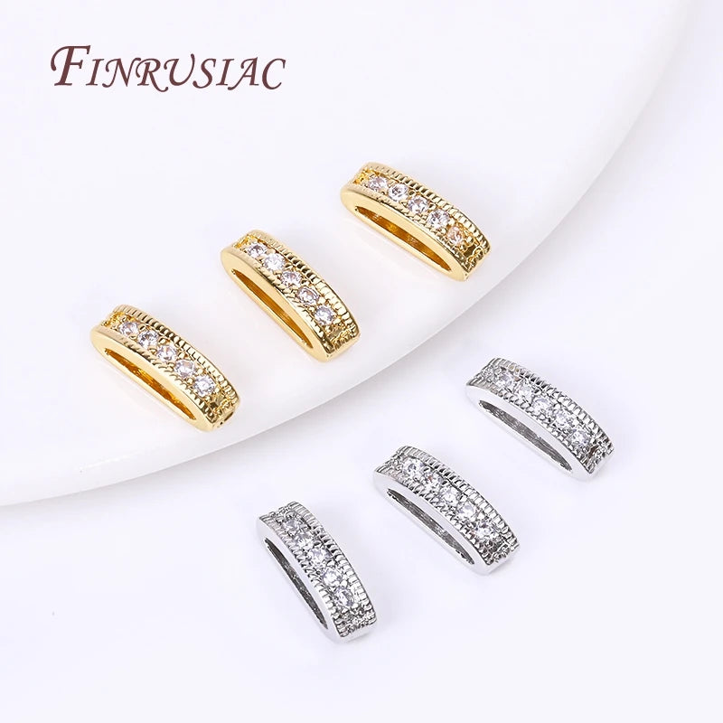 18K Gold Plated Oval Bead Spacers Zircon – 2/3 Hole DIY Bead Spacer Findings P3