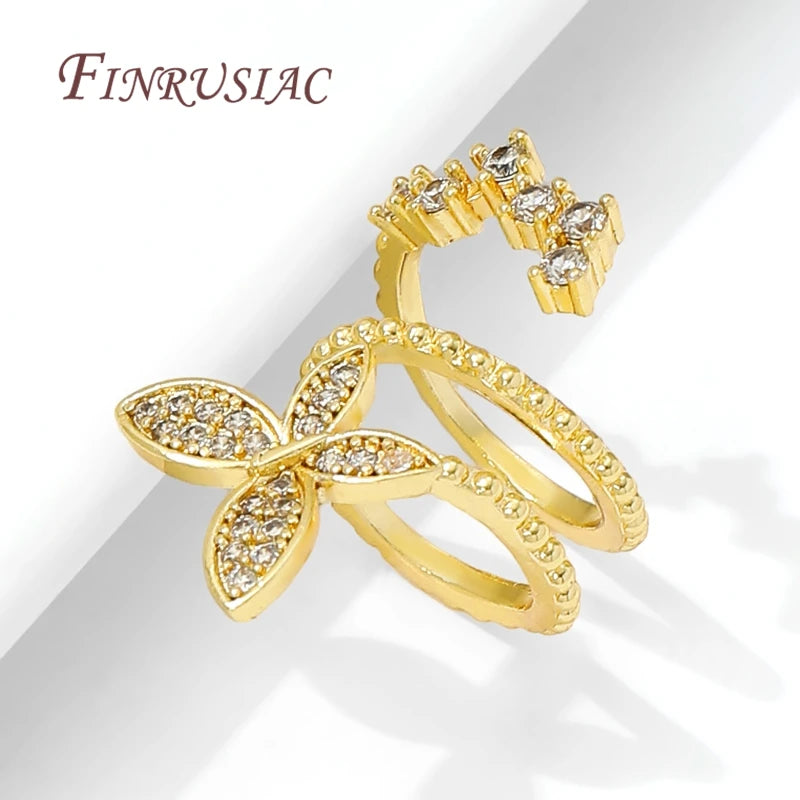 18K Gold Plated Butterfly Brass Zircon Spacer Beads | DIY Jewelry Jewelry Spacer Beads P3