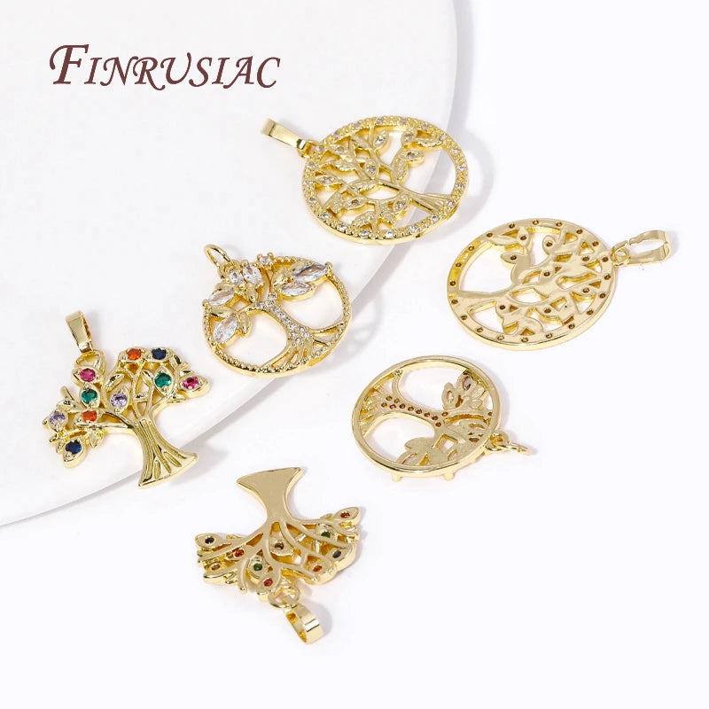18K Gold Plated Zircon Tree Charm Pendant – DIY Jewelry Making Jewelry Pendant Charm P3