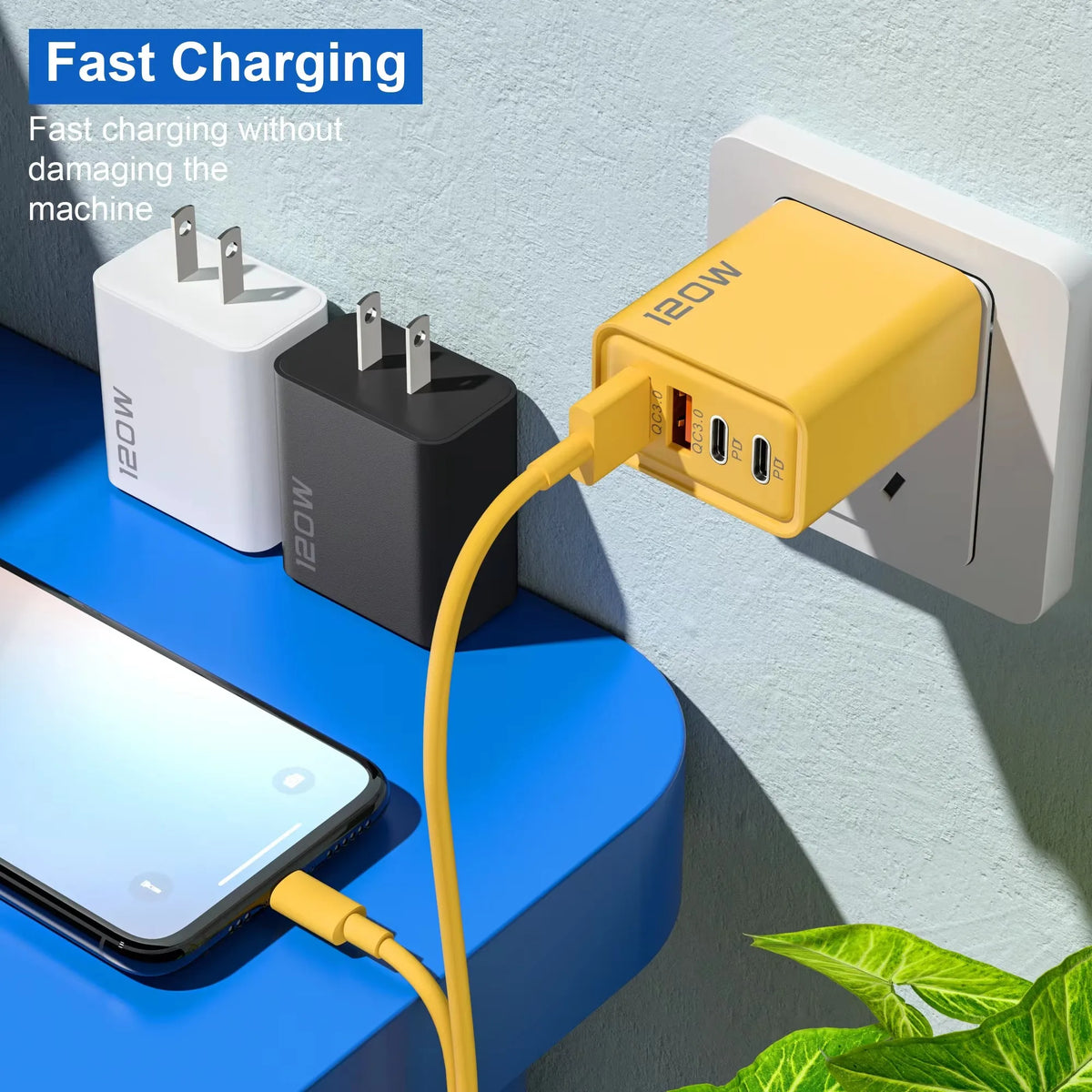 120W 4-Port USB-C Fast Charger | PD & Quick Charge 3.0 USB Charging Adapter P3