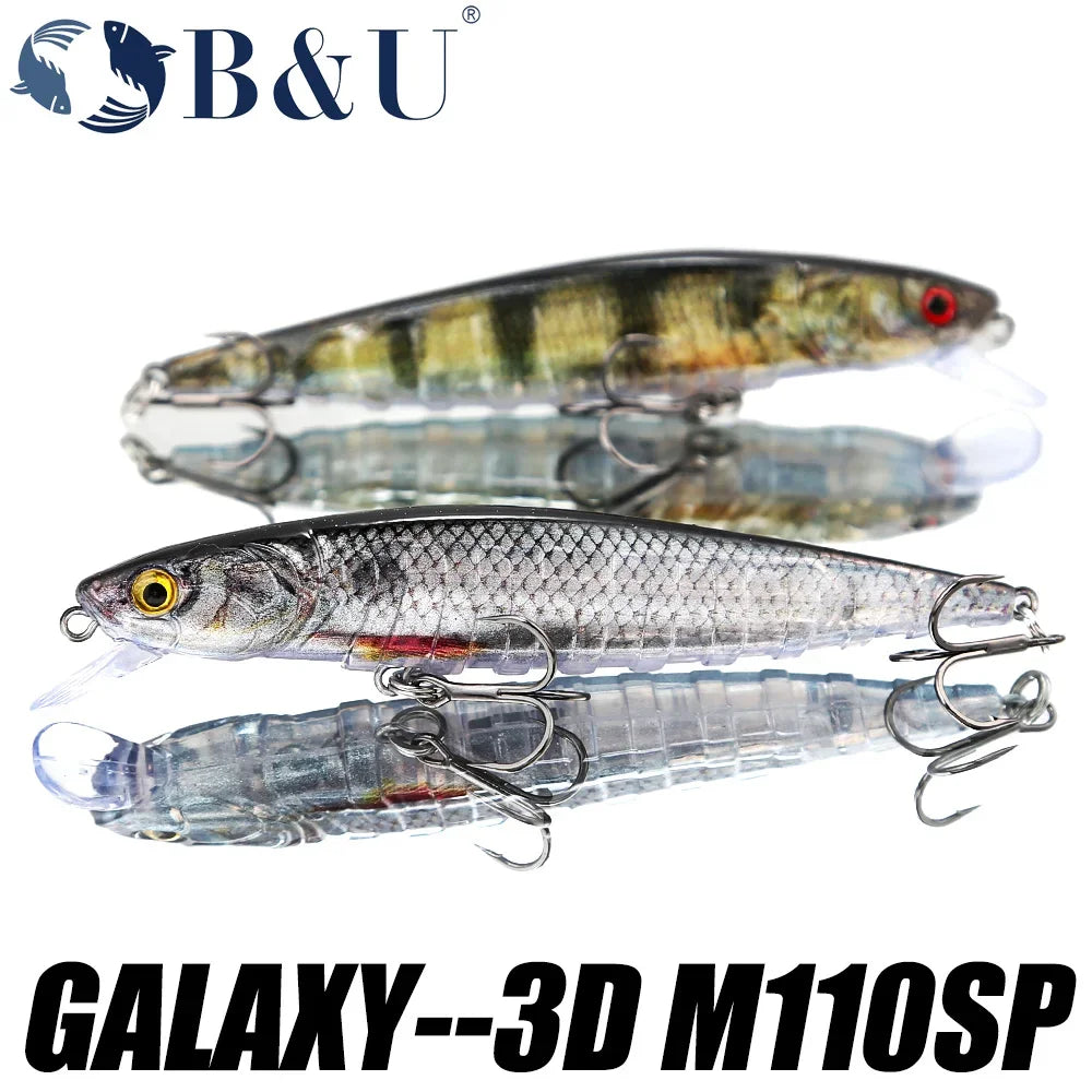 B&U 110mm Suspending Minnow Wobbler Hard Bait Fishing Lure Minnow Fishing Lure P3
