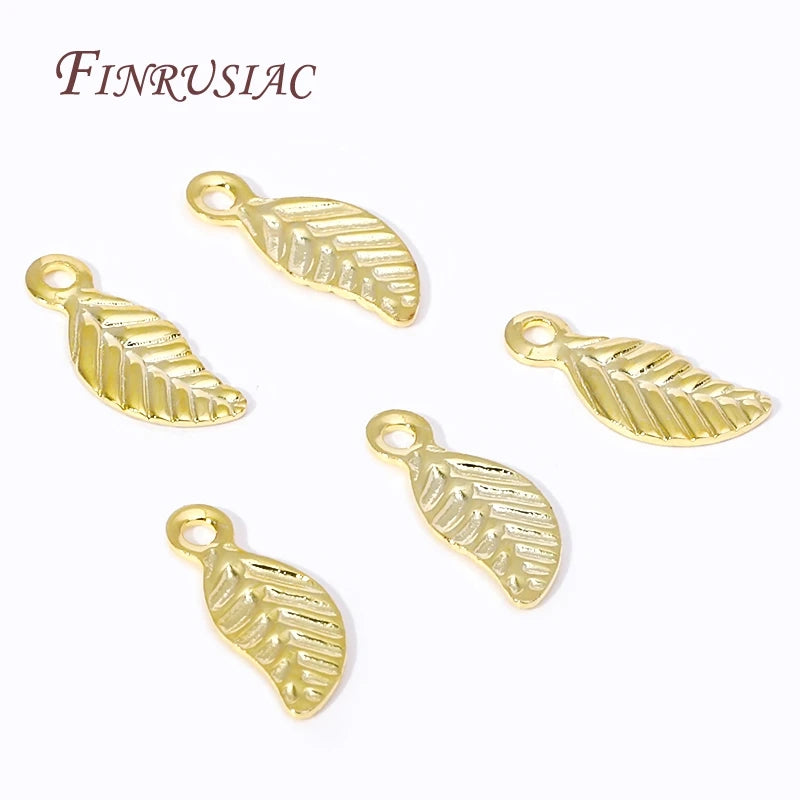 18K Gold Plated Leaf Tag Charm Pendants – DIY Jewelry Findings Jewelry Findings P3