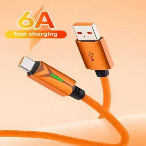 120W USB-A to USB-C Fast Charging Cable LED – 6A Braided Cord USB Charging Cable P3