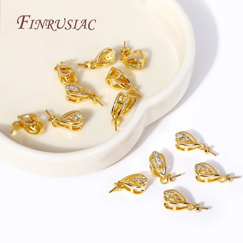18K Gold Plated Zircon Pearl Pendant Bail – DIY Jewelry Pendant Bail Finding P3