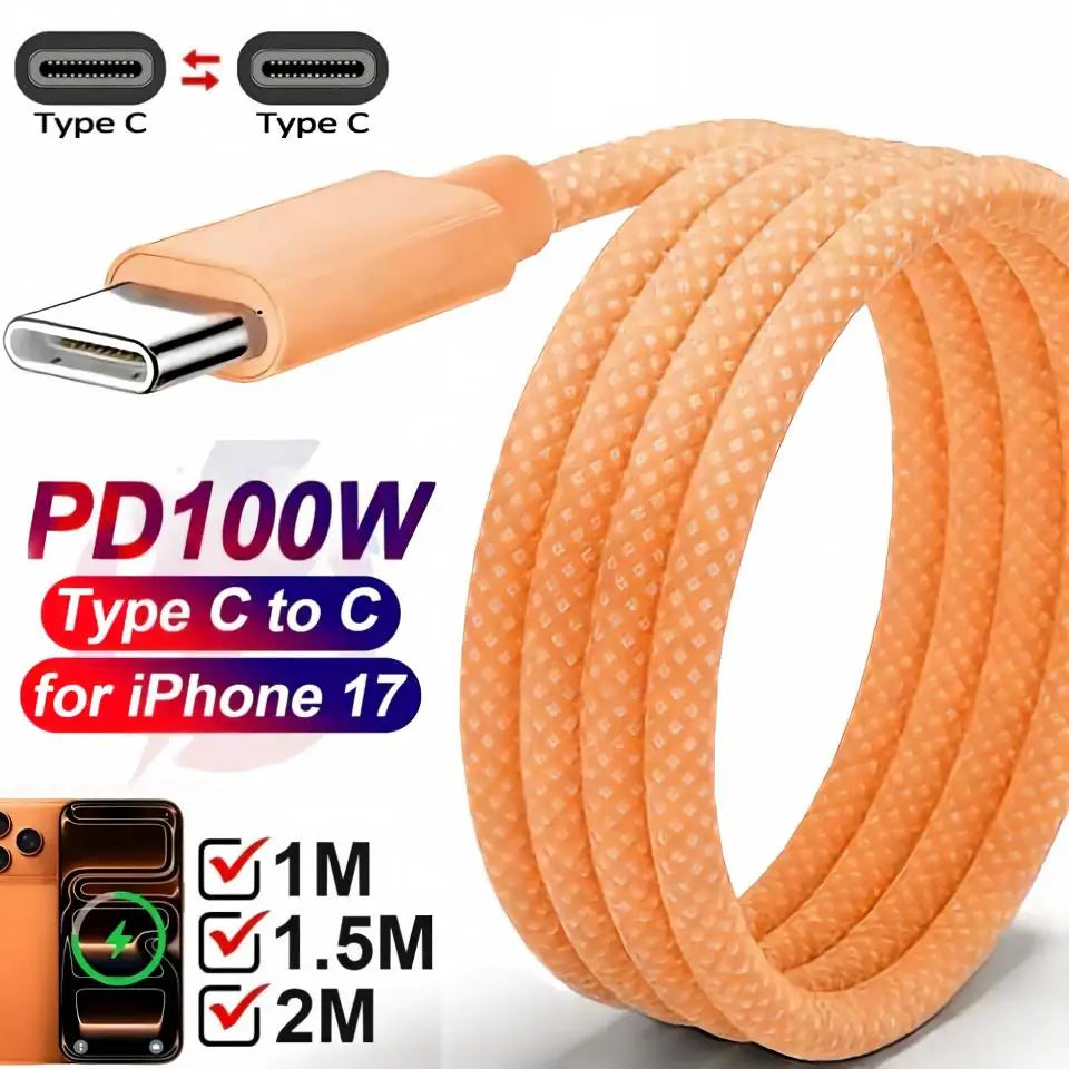 100W USB-C to USB-C Braided Fast Charge Cable | 6A, 1M USB-C Charging Cable P3