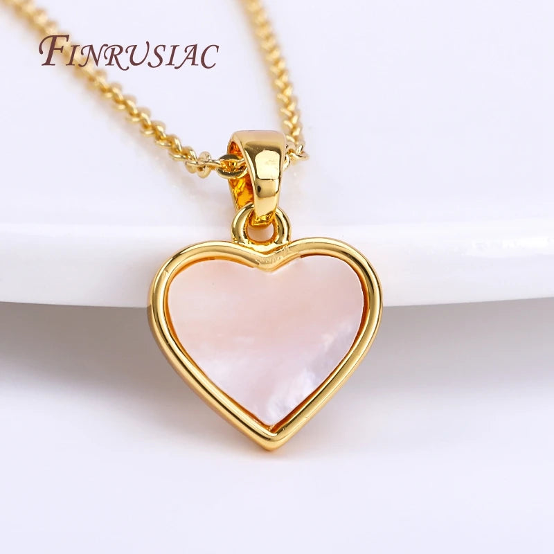 18K Gold Plated Heart Pendant Charms | Natural Shell DIY Jewelry Jewelry Pendant Charm P3