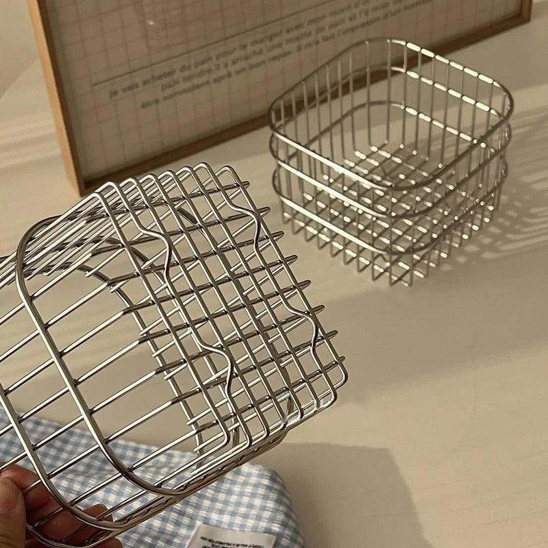Stainless Steel Cosmetic Organizer | Makeup Brush Storage Basket Cosmetic Organizer P3