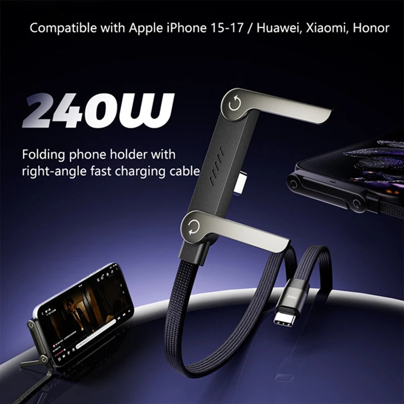 2-in-1 PD 240W USB-C Fast Charging Cable & Foldable Stand USB-C Charging Cable P3