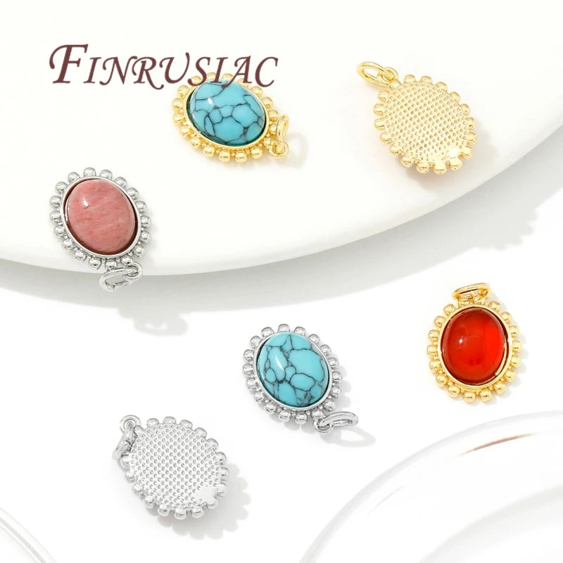 18K Gold Plated Brass Stone Charm Pendants | DIY Jewelry Making Jewelry Charm Pendant P3