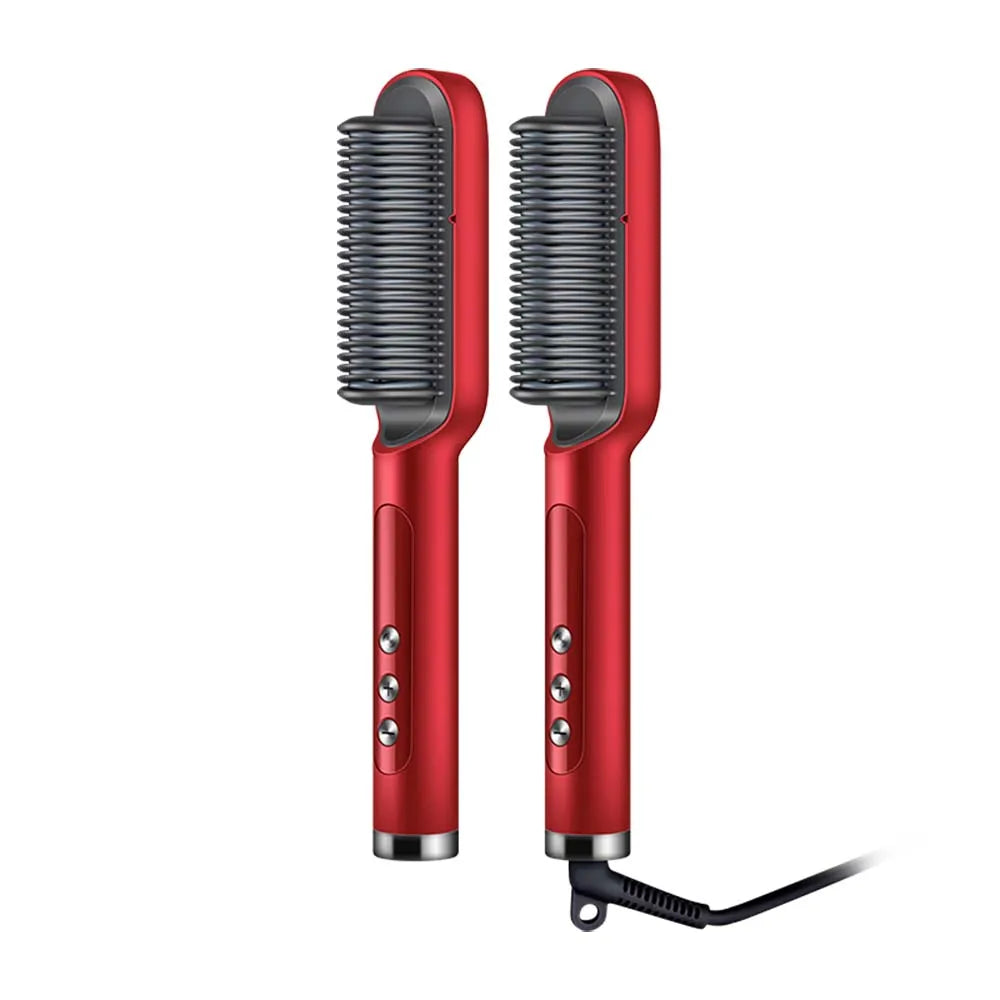 Electric Negative Ion Hair Straightener Brush & Scalp Massager Hair Straightener Brush P3 Rose Madder USB Type-C
