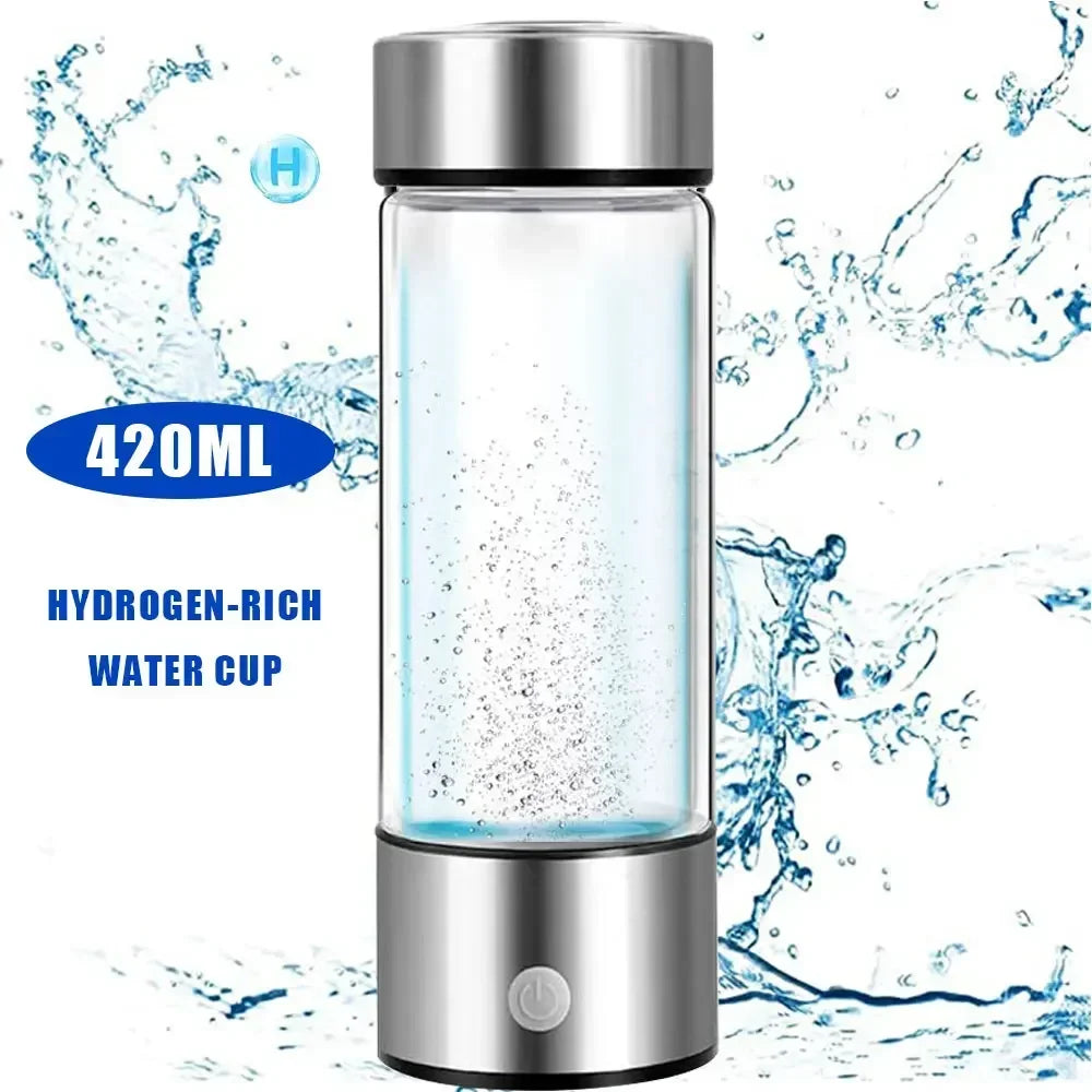 NOCCLILI Hydrogen Water Cup USB Rechargeable 420ml Borosilicate Hydrogen Water Generator P3 420ML