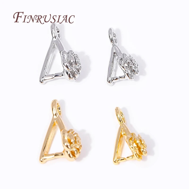 18K Gold Plated Brass Flower Clamp Bail Hooks – DIY Earring Findings Jewelry Findings P3